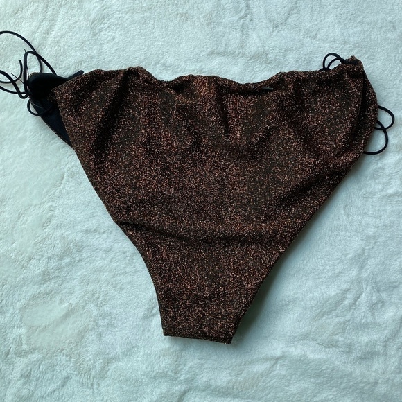 NEW! Its Now Cool String Bikini Gathered Tie Pant in Copper Lurex 19183 - Picture 4 of 9